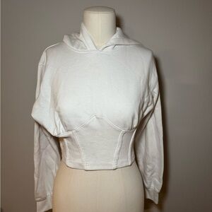 MISSGUIDED: White Women's Cropped Hoodie